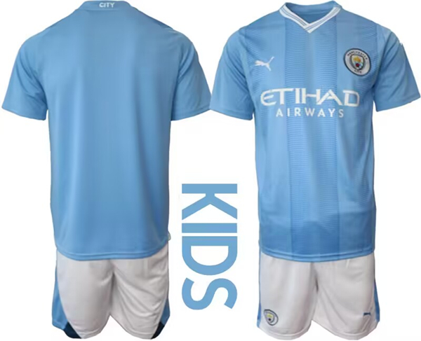 Youth Manchester City Custom Blue Home Soccer Jersey Suit Youth Manchester City Custom Blue Home Soccer Jersey Suit